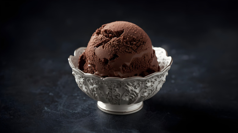 Chocolate ice cream in a dish