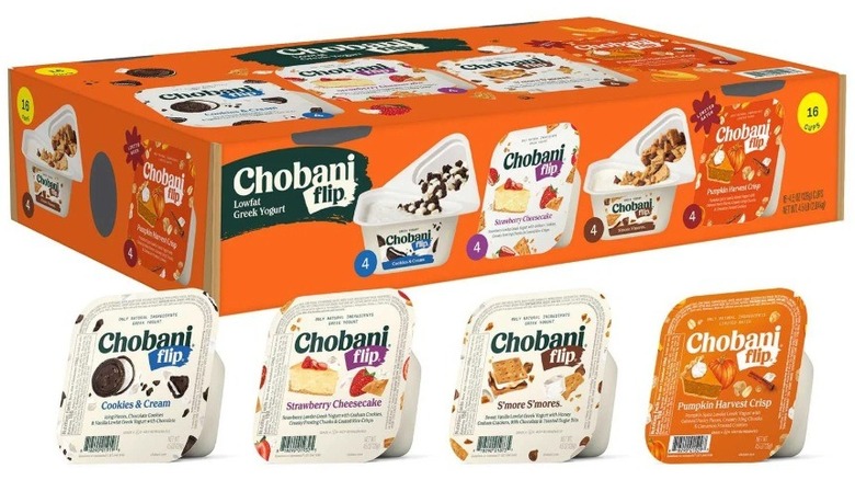 Variety pack of Chobani flip yogurt containers