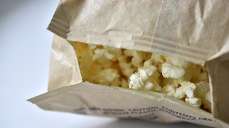 A bag of buttery microwave popcorn