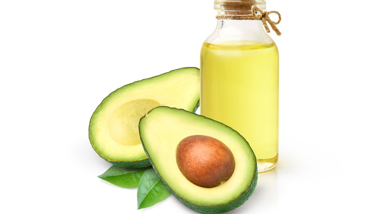 Avocado oil with white background