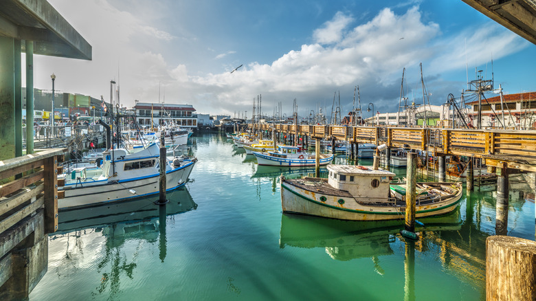 Fishing vessels off Fisherman's Wharf in San Francisco