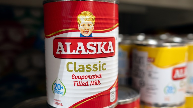Canned evaporated milk close-up