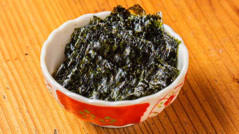 Crispy seaweed sheets in bowl