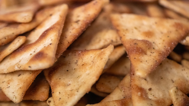 Close up of pile of pita chips