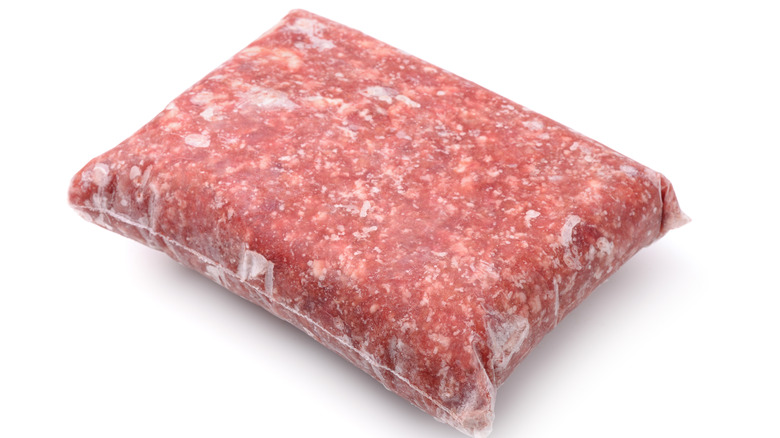 Package of frozen ground beef