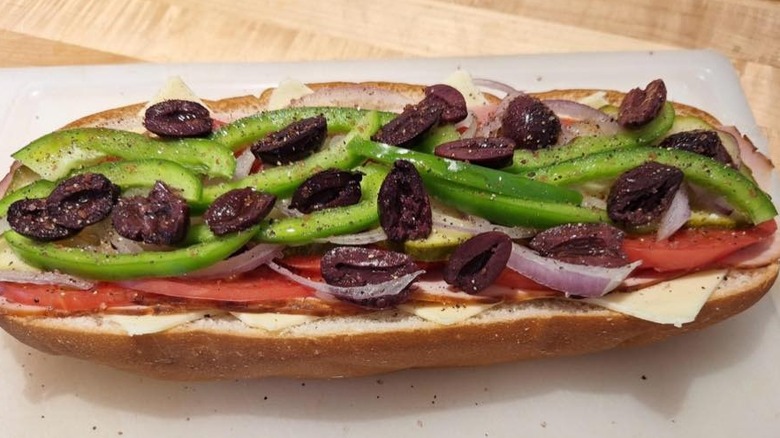 Maine Italian with veggies on a board