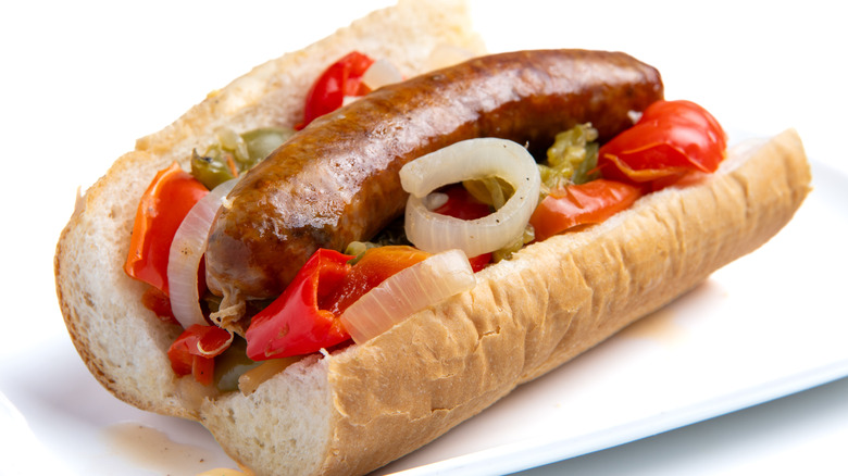 Sausage and peppers sandwich