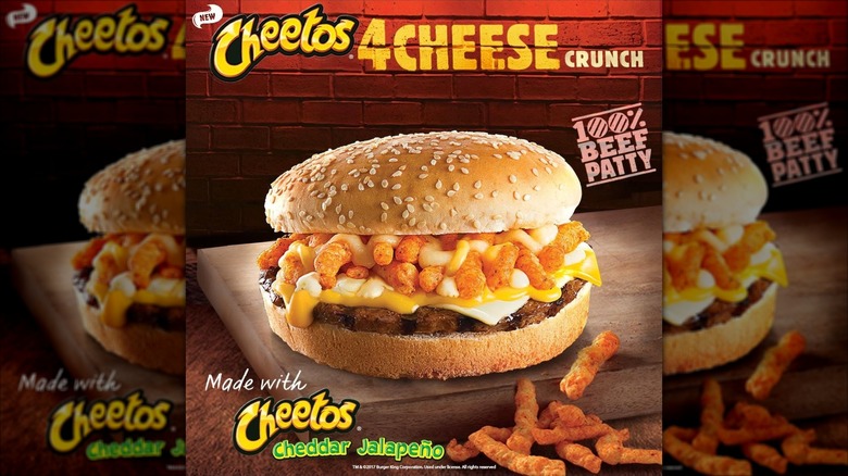 Advertisement for Cheetos 4-Cheese Crunch Whopper burger from Burger King Philippines