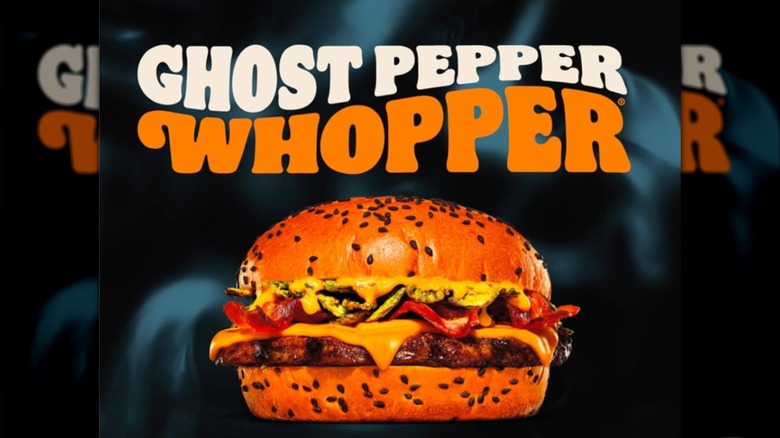 Ghost Pepper Whopper from Burger King on dark background