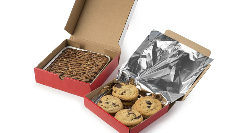 Open boxes of David's Cookies Brownie and Cookie Combo Pack