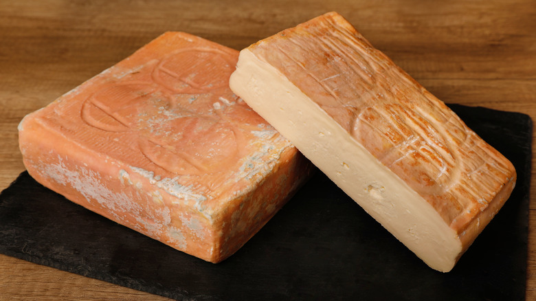 Taleggio cheese cut in half