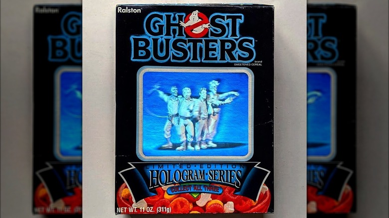 A box of Ghostbusters Hologram Series cereal sits against a white background.