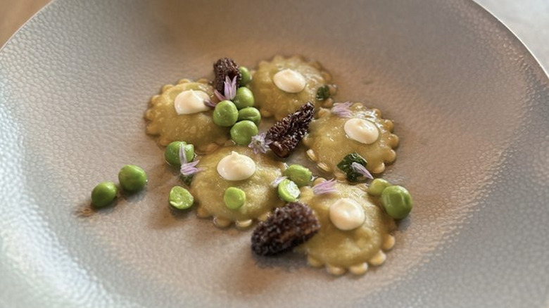 Ravioli with peas and truffles from Cafe Juanita in Seattle