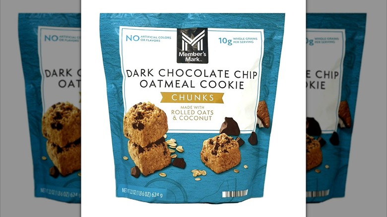 Pouch of dark chocolate chip oatmeal cookie chunks