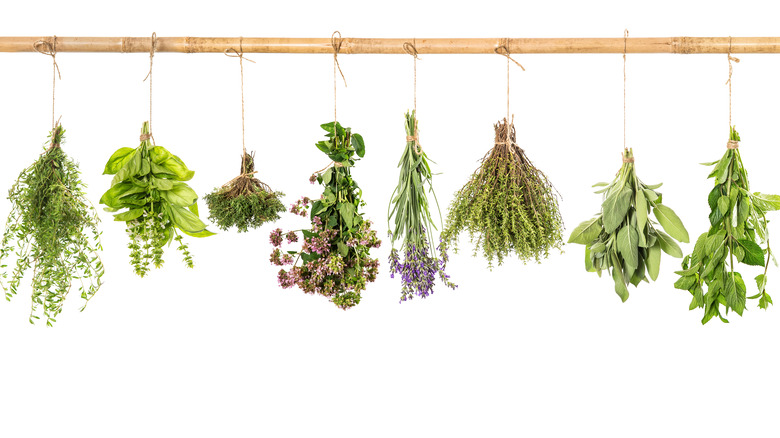 Aromatic herbs drying