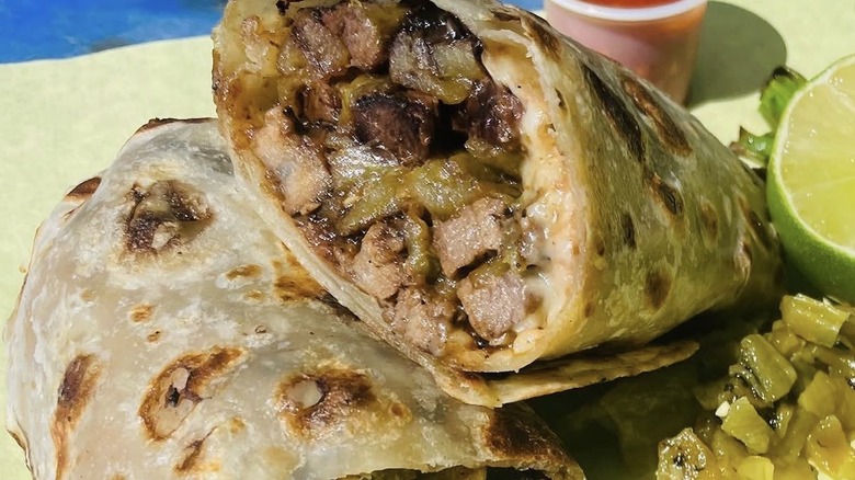 Steak burrito with Hatch green chile
