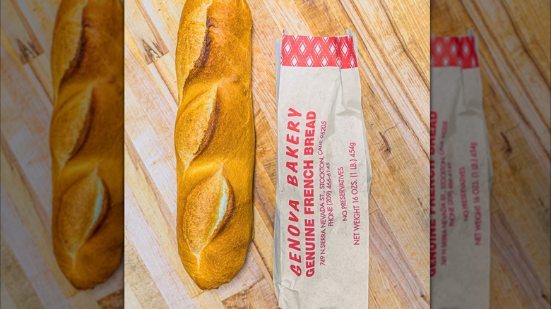 aerial view of a French baguette from Genova Bakery