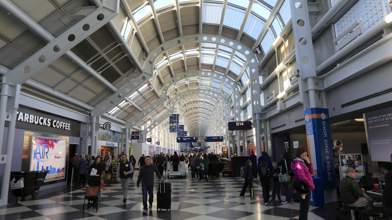 Passengers in the terminal at Chicago's O'Hare International Airport