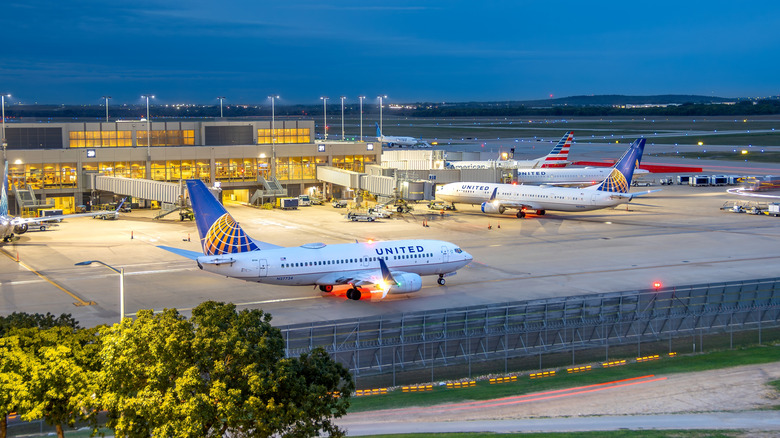 Austin airport airfield at night