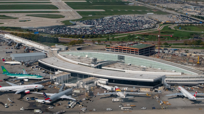 O'Hare International Airport from above with planes