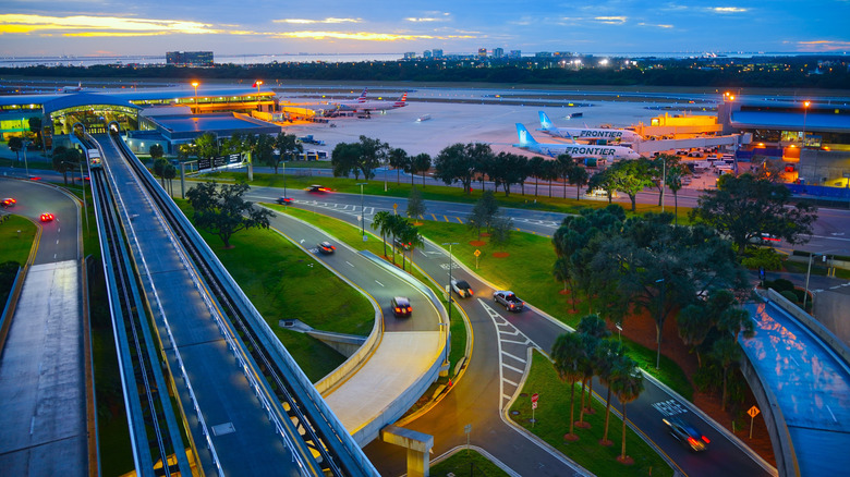 Tampa International Airport airfield in the evening