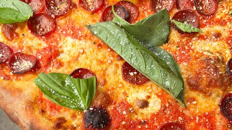 pepperoni pizza with hot honey from Grigg Street Pizza