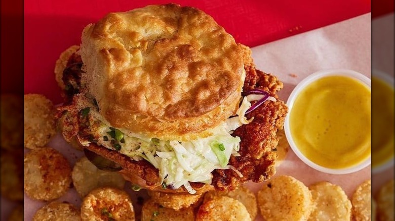 Chicken biscuit with coleslaw