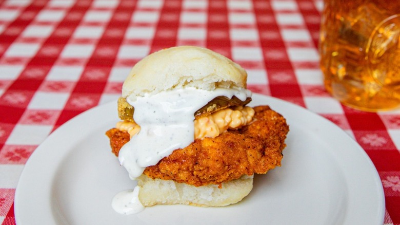 Chicken biscuit with ranch and pimento cheese