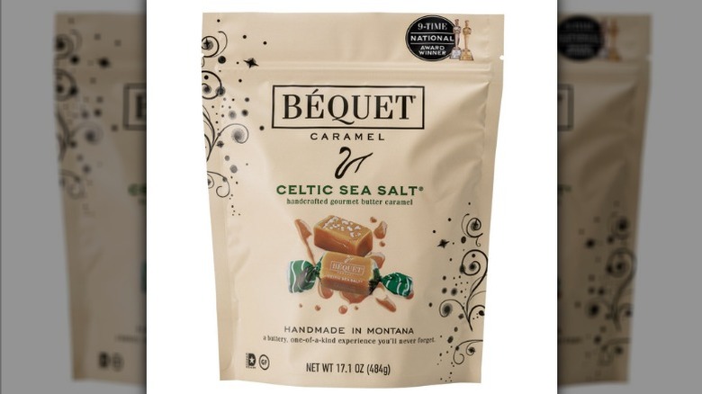 Bequet caramel with Celtic sea salt in branded bag.