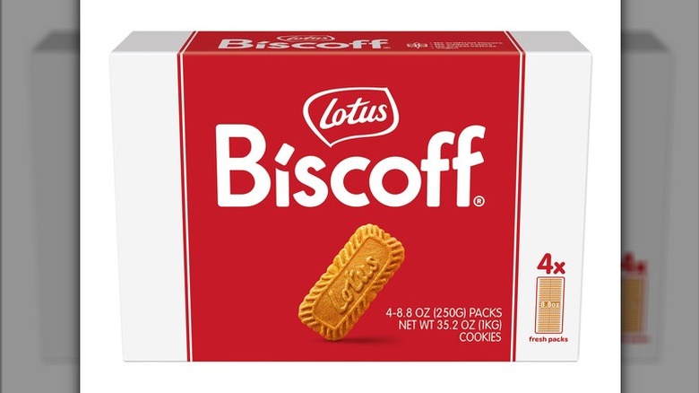 Lotus Biscoff cookies in branded box.