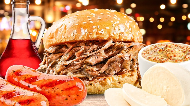 Roast beef sandwich and ingredients