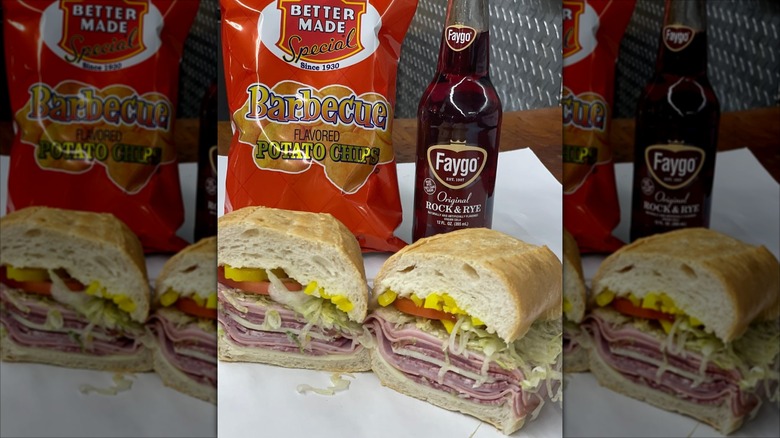 Ham, cheese, and lettuce sub from The Original Gonella's with chips and a drink