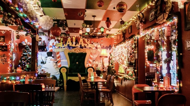 Christmas decorations at Lala's Little Nugget bar