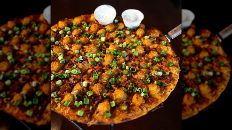 Tator tot pie with green onions and ranch from Grandad's Pizza