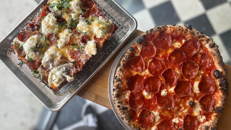 Top view of two Paulie Gee's pizzas