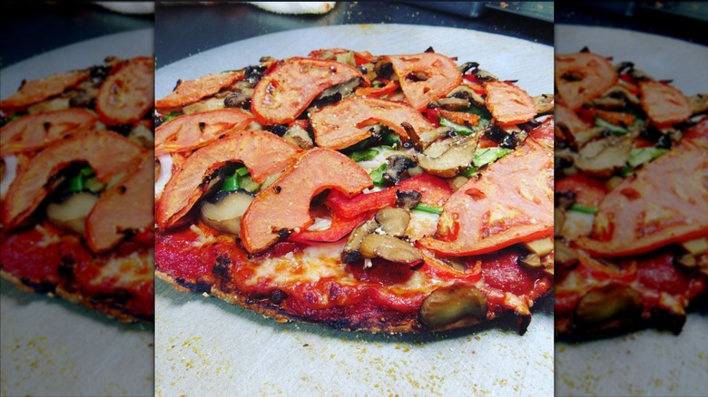 Terita's pizza topped with veggies
