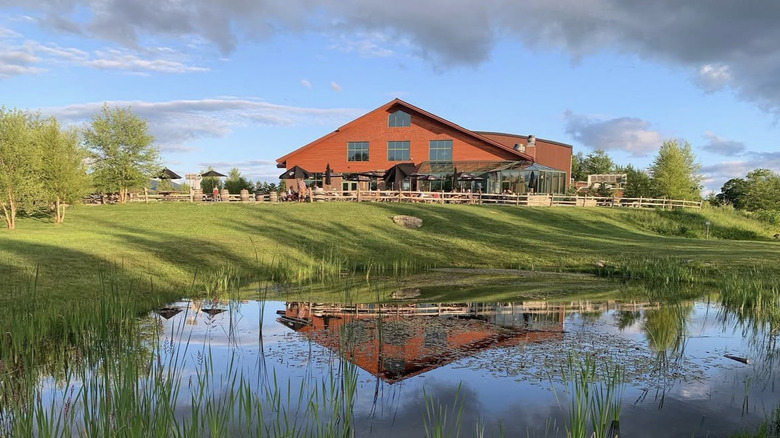 von Trapp beers and pretzel outside bierhall