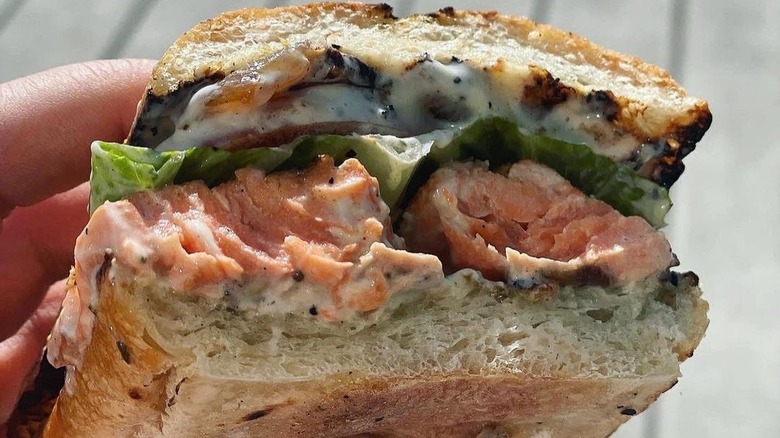 Grilled salmon sandwich from Market Grill at Pike Place Market