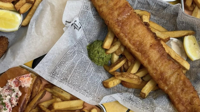 Fish and chips on newspaper