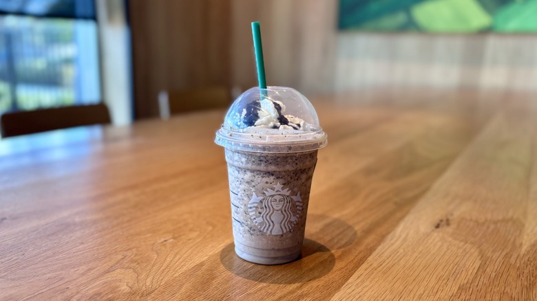 Ferrero Rocher Frappuccino on a table