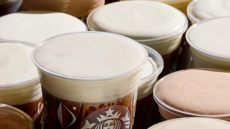 many drinks with cold foam