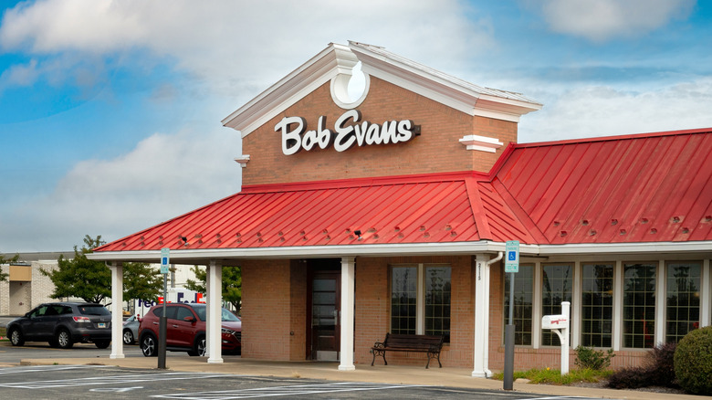 Bob Evans the exterior of one of its restaurants and a parking lot