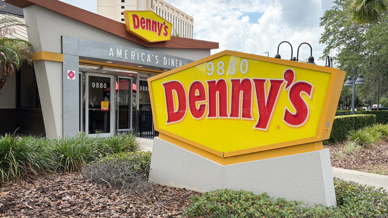Big sign outside Denny's restaurant