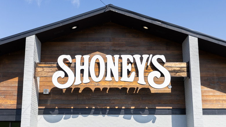 Close-up image of Shoney's sign outside the restaurant