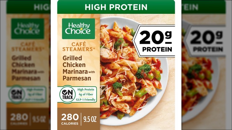 Box of Healthy Choice Café Steamers grilled chicken marinara with Parmesan