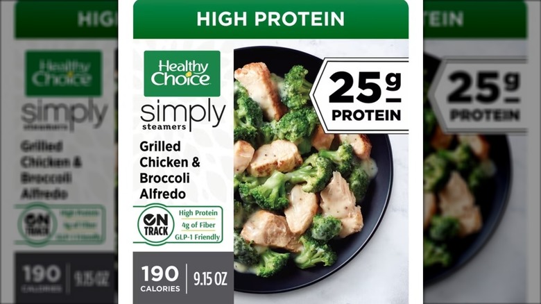 Box of Healthy Choice simply steamers grilled chicken & broccoli Alfredo