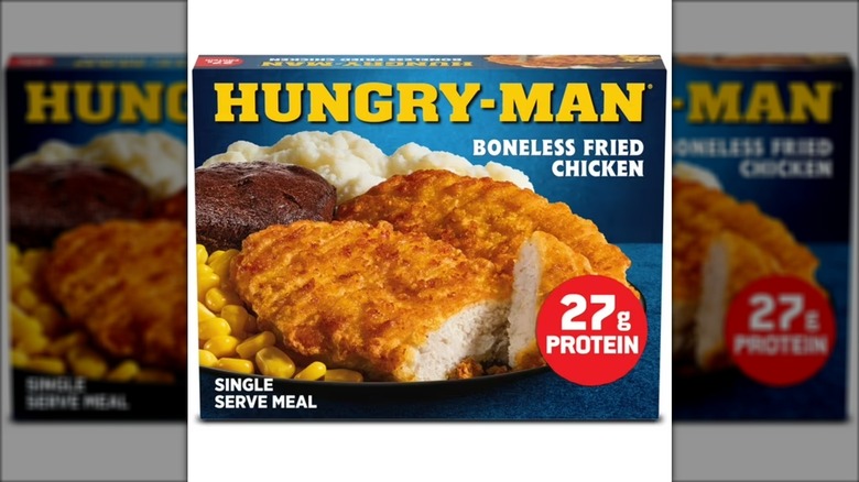 Box of Hungry Man boneless fried chicken