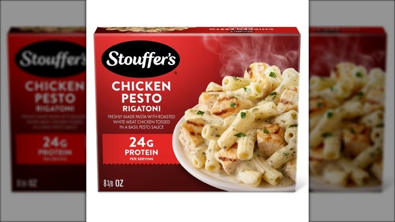 Box of Stouffer's chicken pesto rigatoni