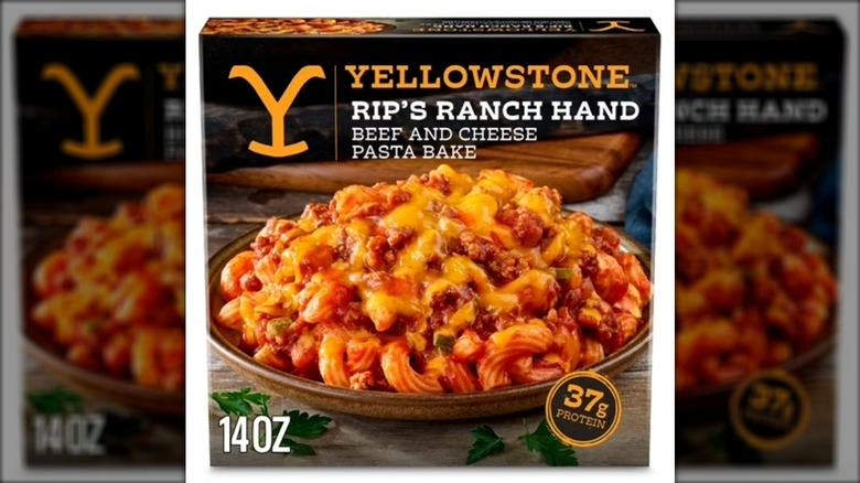 Box of Yellowstone beef and cheese pasta bake frozen meals for one