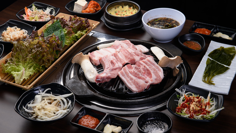 Spread of traditional Korean BBQ 